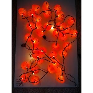 Lot Of 37 Halloween Pumpkin Blow Mold String Light Set Vyg